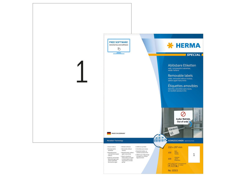 HERMA Etiquette universelle SPECIAL, 210 x 297 mm, blanc
