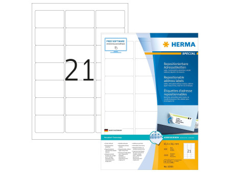 HERMA Etiquette universelle SPECIAL, 63,5 x 38,1 mm, blanc