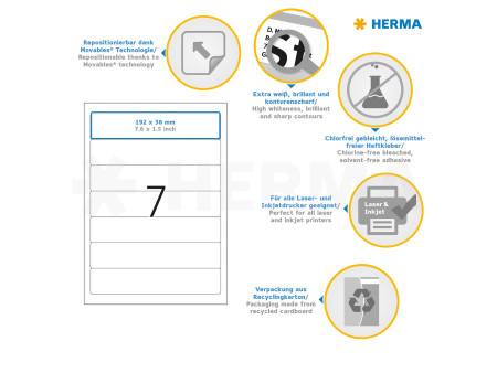HERMA Etiquette dos de classeur SPECIAL, 192 x 38 mm, blanc