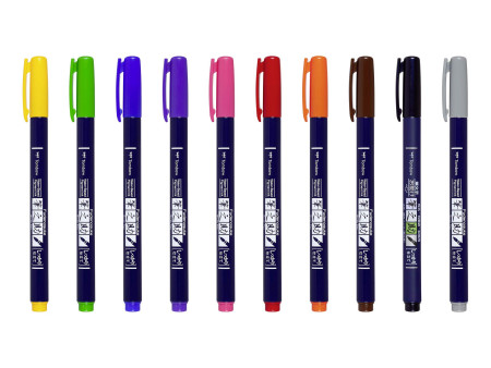 Tombow Stylo de calligraphie Fudenosuke, dureté 1, set de 10