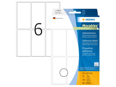HERMA Étiquette multi-usage, 34x67mm, inscriptible à la main