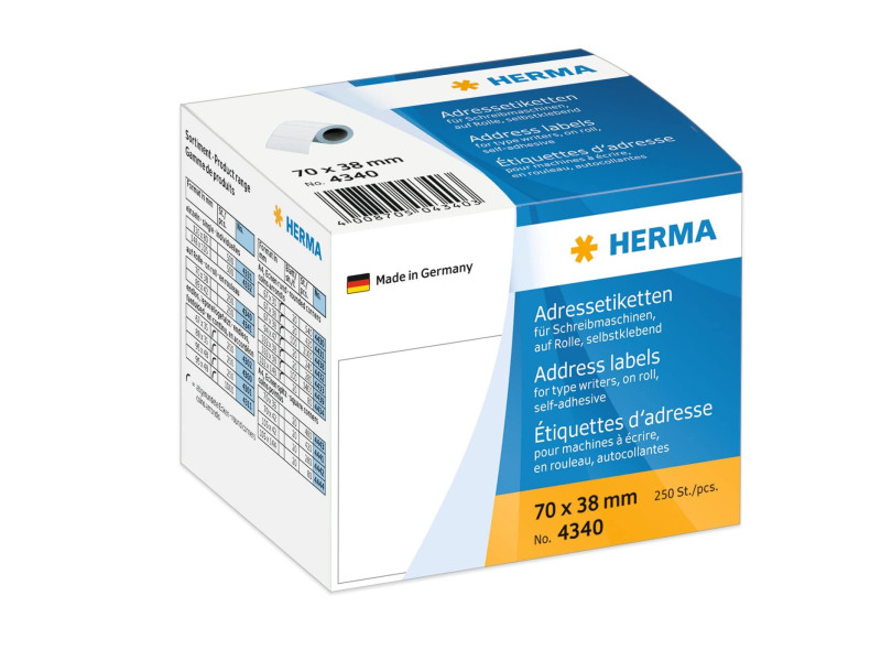 HERMA Etiquette d'adresse, 70 x 38 mm, en continu, blanc