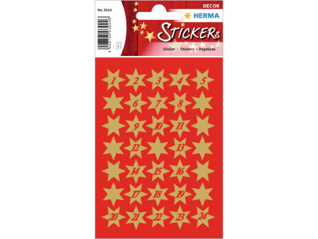 HERMA Autocollants de Noël DECOR 'Etoiles', doré à chiffres
