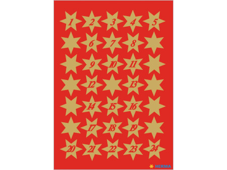 HERMA Autocollants de Noël DECOR 'Etoiles', doré à chiffres