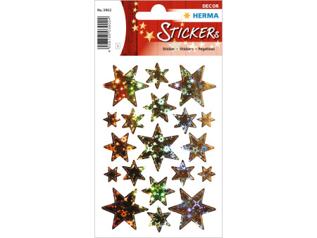 HERMA Sticker de Noël DECOR 'étoiles', or, holographie