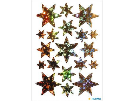 HERMA Sticker de Noël DECOR 'étoiles', or, holographie