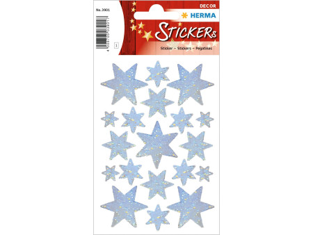 HERMA Sticker de Nöel DECOR 'étoiles', assorti, argent,