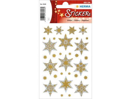 HERMA Sticker de Noël DECOR 'étoiles', or, en relief
