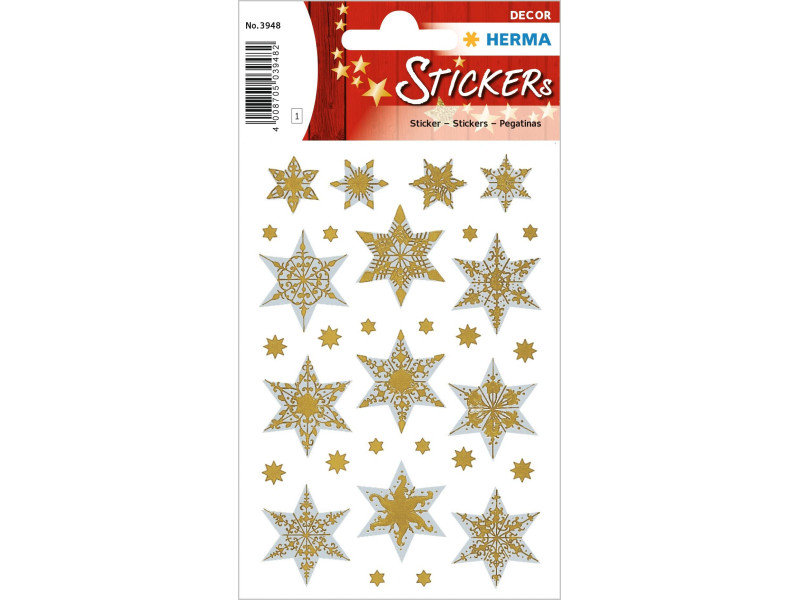 HERMA Sticker de Noël DECOR 'étoiles', or, en relief
