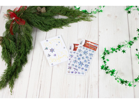 HERMA Sticker de Noël DECOR 'étoiles', argent, film irisé