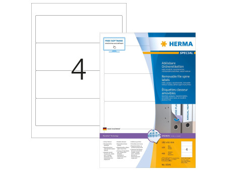 HERMA Etiquette dos de classeur 'Movables' 192 x 61 mm,blanc