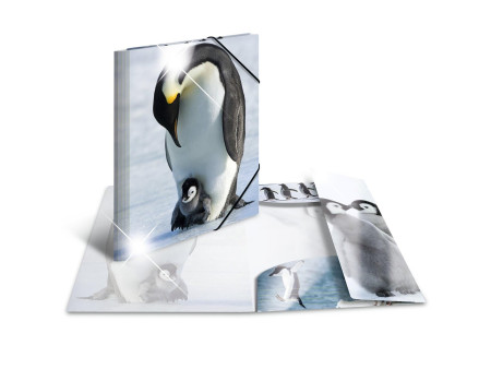 HERMA Chemise à élastiques 'pingouins', PP Glossy, A3