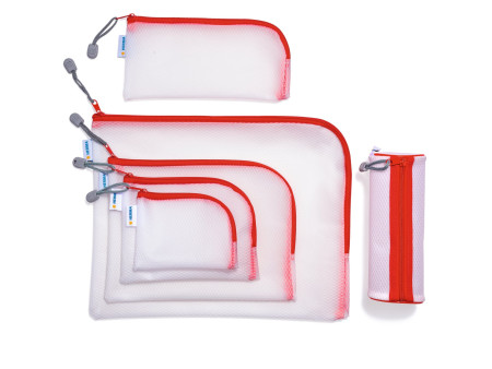 HERMA Pochette à fermeture à zip 'Mesh Bags', rouge