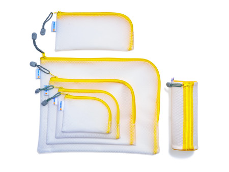 HERMA Pochette à fermeture à zip 'Mesh Bags', jaune