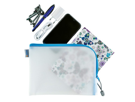 HERMA Pochette à fermeture à zip 'Mesh Bags', A5, bleu