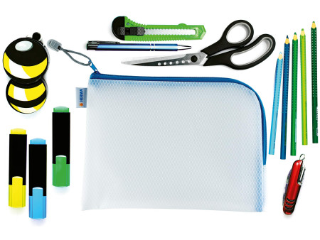 HERMA Pochette à fermeture à zip 'Mesh Bags', A5, bleu
