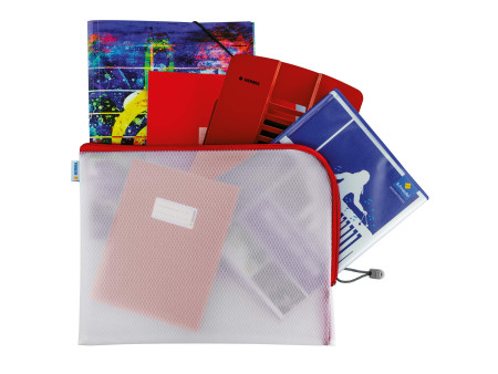 HERMA Pochette à fermeture à zip 'Mesh Bags', A4, rouge