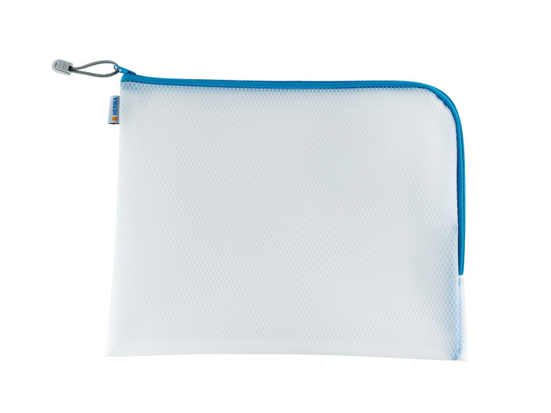 HERMA Pochette à fermeture à zip 'Mesh Bags', A4, bleu