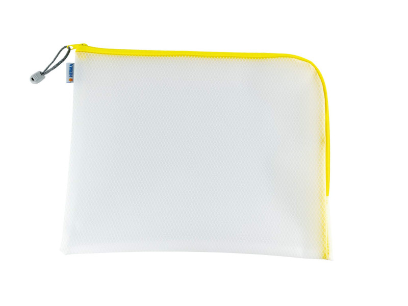 HERMA Pochette à fermeture à zip 'Mesh Bags', A4, jaune