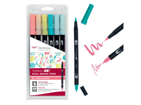 Tombow Feutre double pointe 'ABT DUAL BRUSH PEN', set de 6