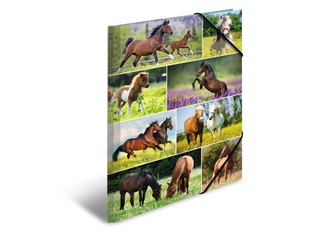 HERMA Chemise à élastiques 'Chevaux dans le pré', carton, A3