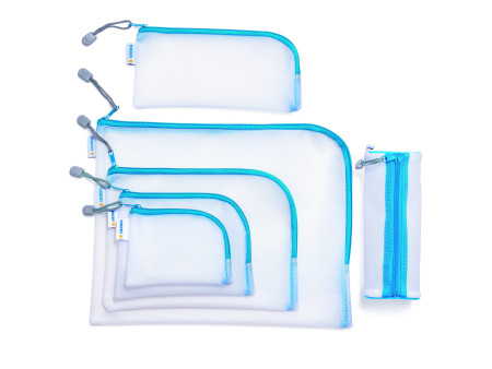 HERMA Pochette à fermeture à zip 'Mesh Bags', A7, bleu