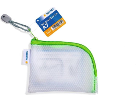 HERMA Pochette à fermeture à zip 'Mesh Bags', A7, vert