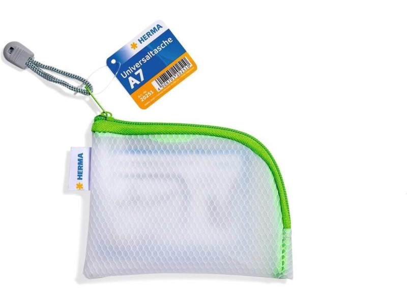 HERMA Pochette à fermeture à zip 'Mesh Bags', A7, vert