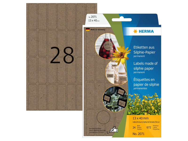 HERMA Étiquette polyvalente silphie, 13x40 mm, brun naturel