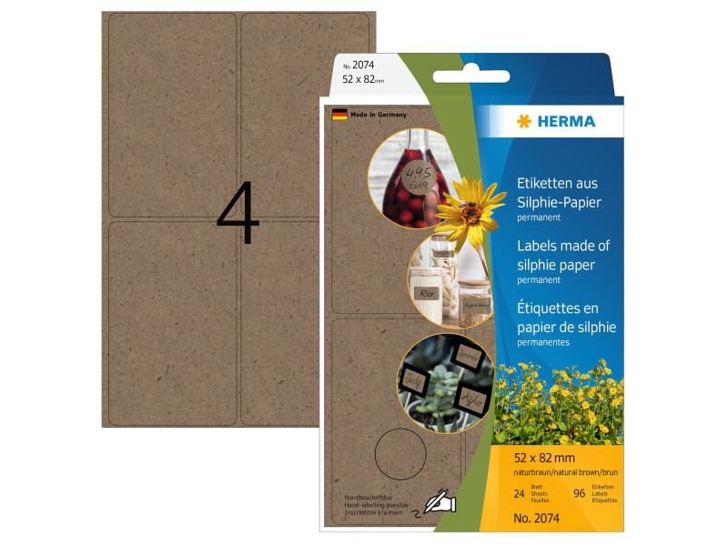 HERMA Étiquette polyvalente silphie, 52x82 mm, brun naturel