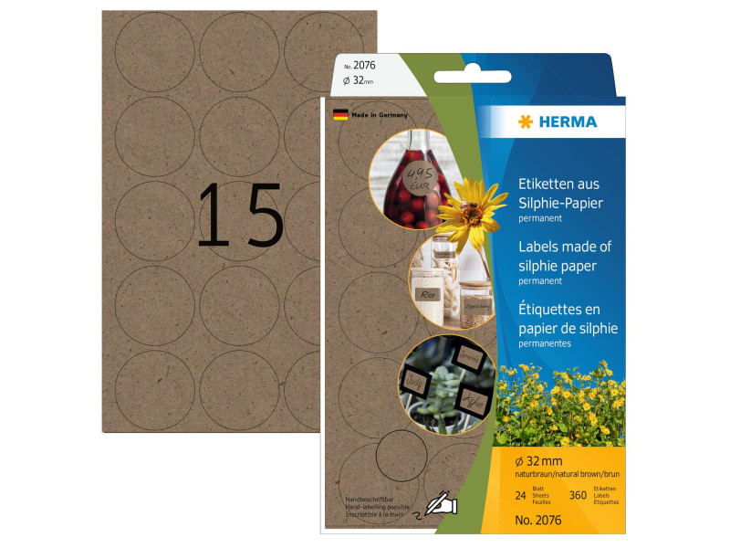 HERMA Étiquette polyvalente silphie, diamètre: 32 mm, brun