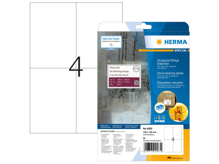 HERMA Étiquette en film SPECIAL, 105 x 148 mm, blanc