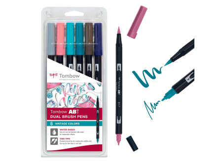 Tombow Feutre double pointe 'ABT DUAL BRUSH PEN', set de 6