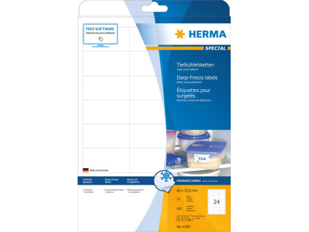 HERMA Etiquettes pour surgelés SuperPrint, 66 x 33,8 mm,