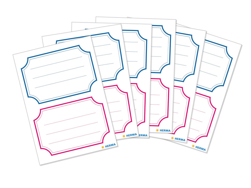 HERMA étiquettes pour livres, 78 x 53 mm, marge bleu / rouge