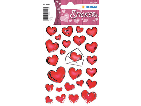 HERMA Sticker DECOR 'Coeurs & Lettres', gravure en argent