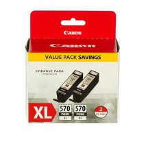 canon cartouche jet d'encre noir pgi-570xl bk twin (pack 2)