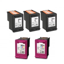 Multipack compatible HP 302XL - 3 Noir + 2 Couleur