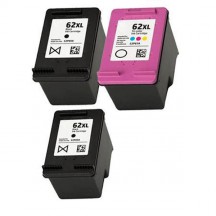 Lot 3 cartouches compatibles HP 62XL (2 Noir + 1 Couleur)