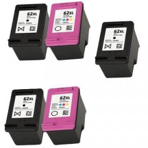 Lot 5 cartouches compatibles HP 62XL (3 Noir + 2 Couleur)