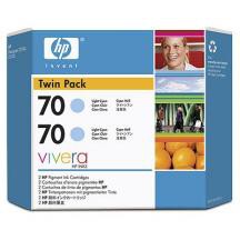 Twin Pack HP 70 - Cyan clair (130ml - Pack 2)
