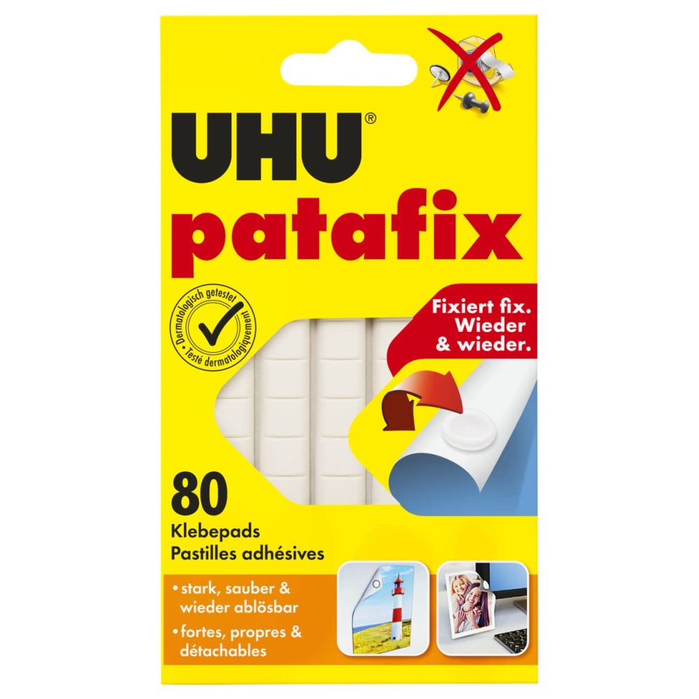 Uhu pâtes adhésives patafix, repositionnable, décollable