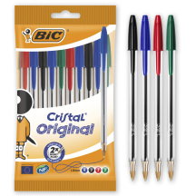 BIC Stylo  bille Cristal Medium, assorti, en sachet de 10