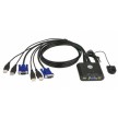 ATEN commutateur KVM  cbles USB 2.0 + VGA, 2 ports, noir