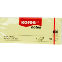 Kores notes repositionnables "jaune", 50 x 40 mm, uni, jaune