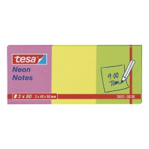 tesa Neon Bloc-notes repositionnables, 75 x 75 mm, tricolore