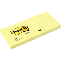 3M Post-it Notes repositionnables, 38 x 51 mm, jaune,