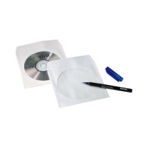 hama pochettes papier CD/DVD, avec fentre, blanches,
