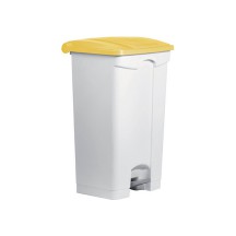 helit poubelle  pdale, 90 litres, blanc / jaune