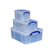 Really Useful Box Lot de 3 boîtes de rangement 3 L, 9 L,18 L